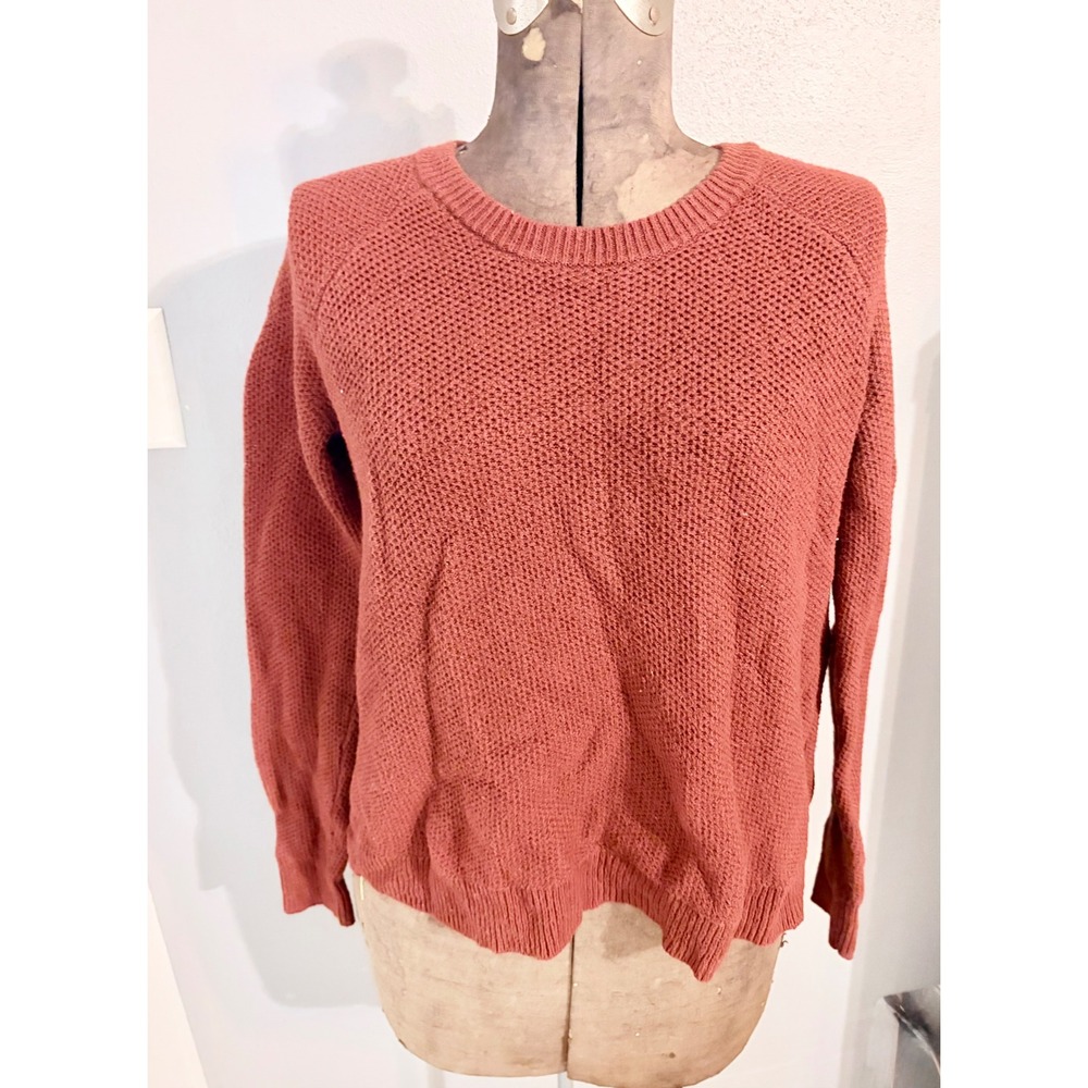 Madewell Cross-Back Waffle Knit‎ Sweater Rust Terracotta XS G6851 HO18